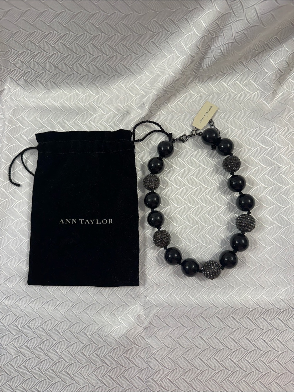 Ann Taylor Black Statement Bead Necklace